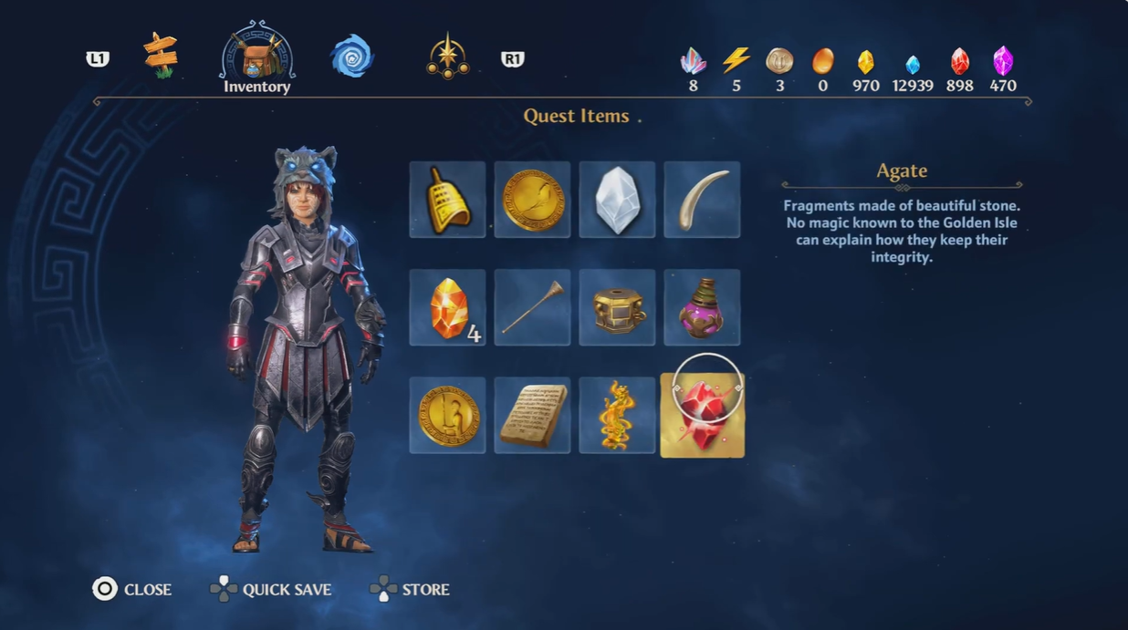 Different artifacts collected by player.