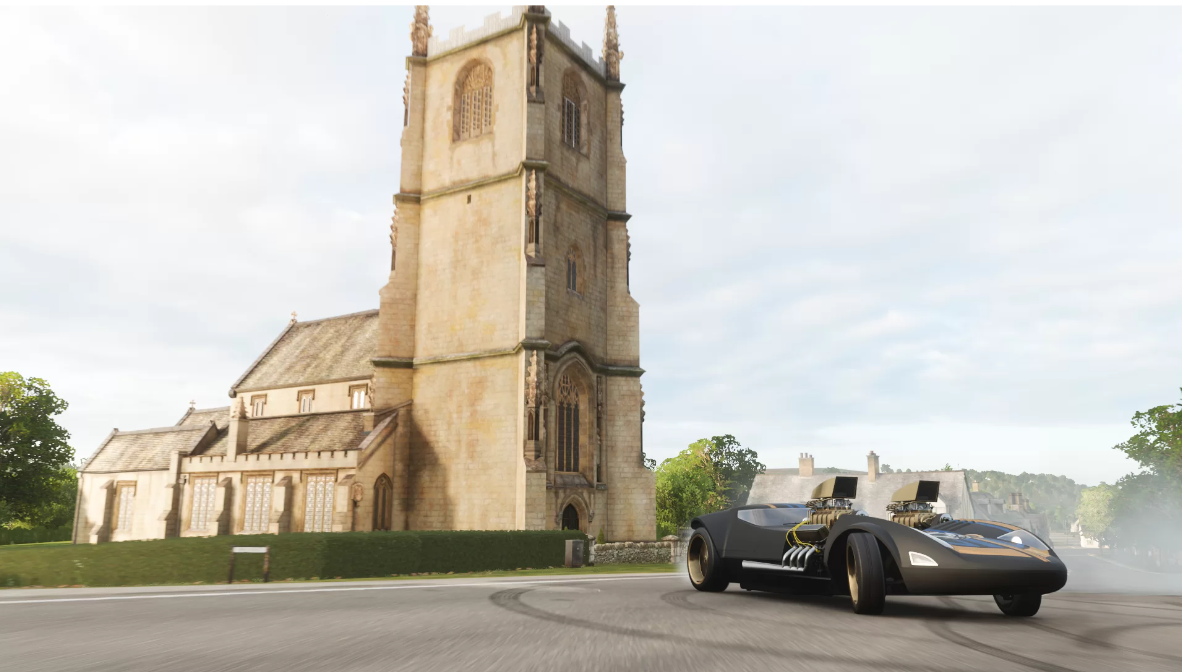 Clear photo with church background in Forza Horizon 4