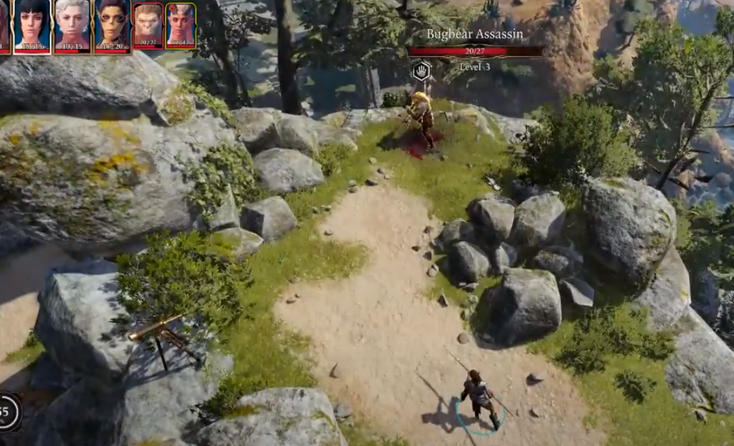 Player fighting the Bugbear Assassin in Baldur's Gate 3.