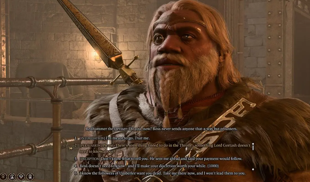 Player having a conversation with Redhammer.