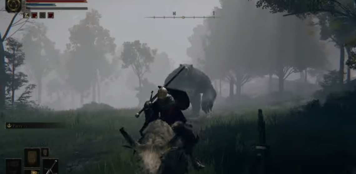 Bear chasing in the dense woodlands in best RPG in ps5